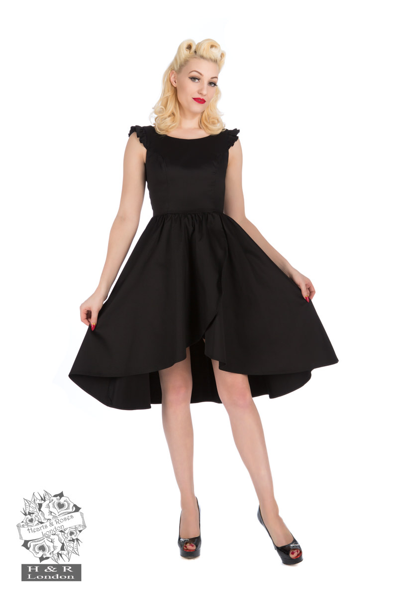 50s Black Flute Collar Dress